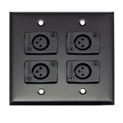 Whirlwind Wall Plate - 2 Gang Black 4 Whirlwind WC3F Female XLRS